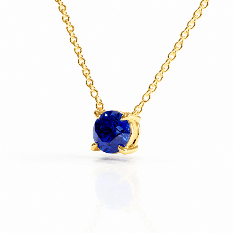 Round Cut Lab Grown Sapphire Solitaire Pendant - Image 4