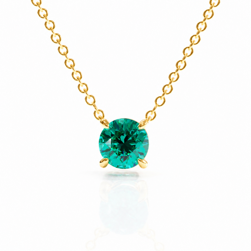 Round Cut Lab Grown Emerald Solitaire Pendant - Image 1