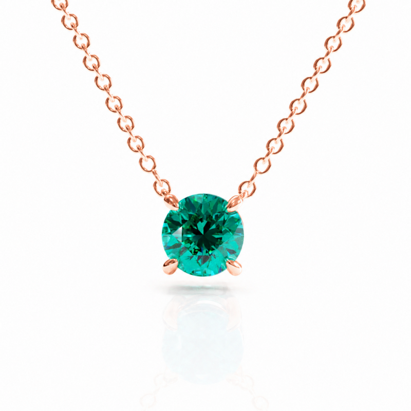 Round Cut Lab Grown Emerald Solitaire Pendant - Image 2