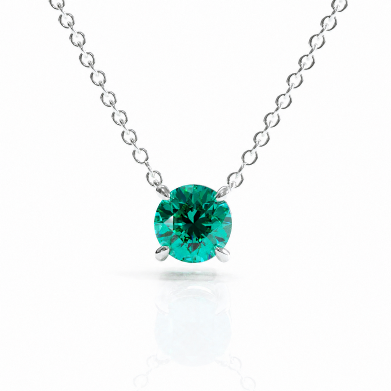 Round Cut Lab Grown Emerald Solitaire Pendant - Image 3