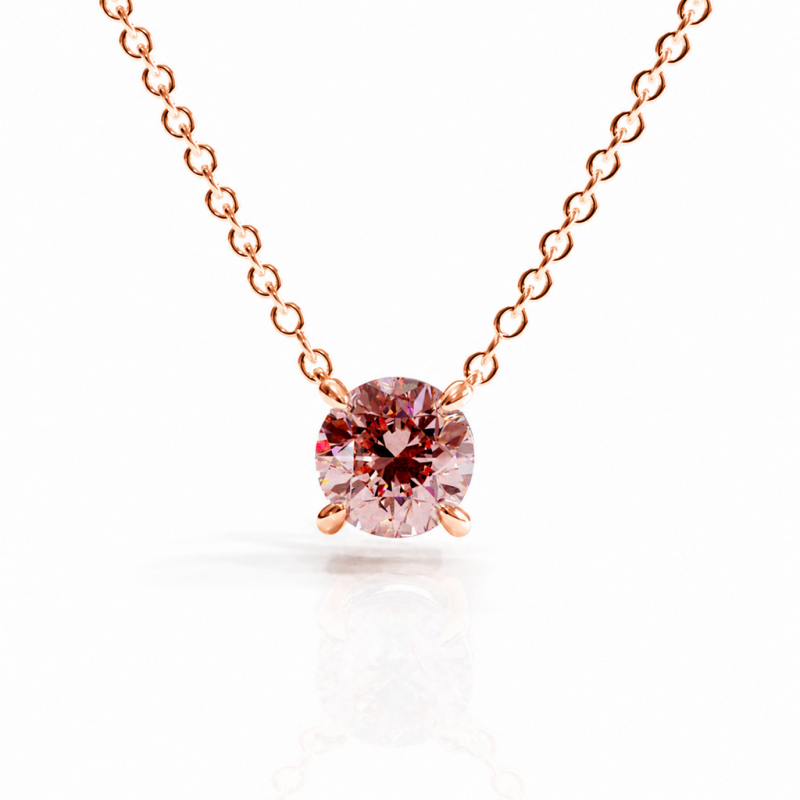 Round Cut Lab Grown Morganite Solitaire Pendant - Image 2