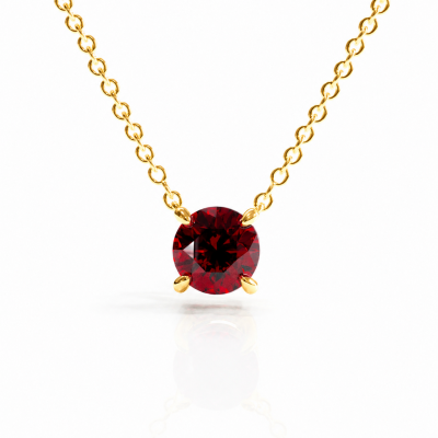 Round Cut Lab Grown Ruby Solitaire Pendant