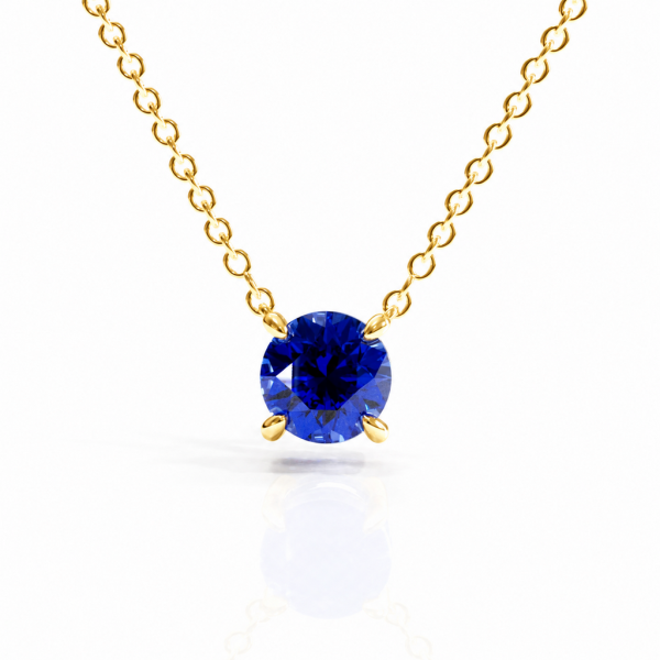 Round Cut Lab Grown Sapphire Solitaire Pendant