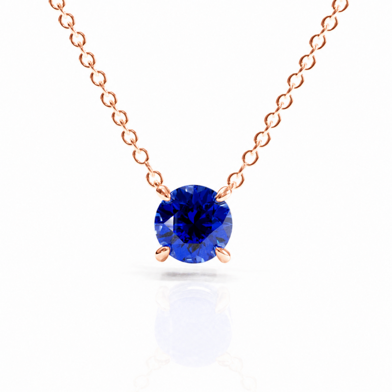 Round Cut Lab Grown Sapphire Solitaire Pendant - Image 2
