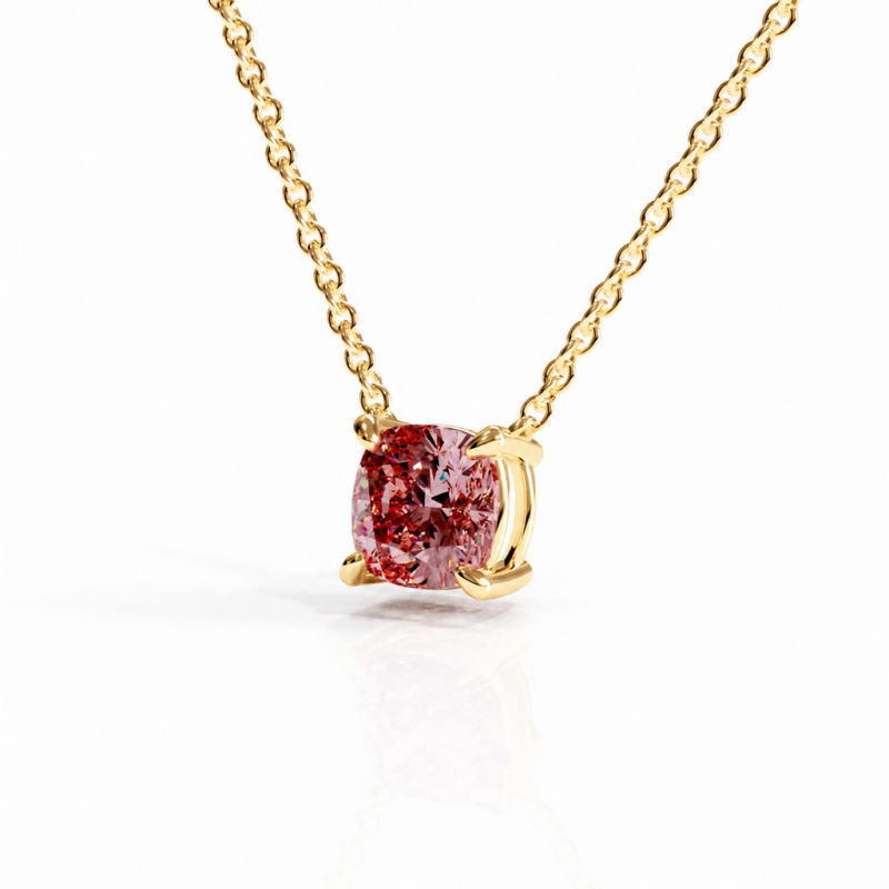 Cushion Cut Lab Grown Morganite Solitaire Pendant - Image 4