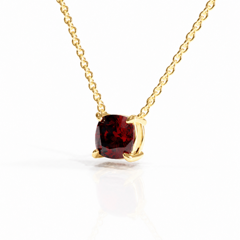 Cushion Cut Lab Grown Ruby Solitaire Pendant - Image 4