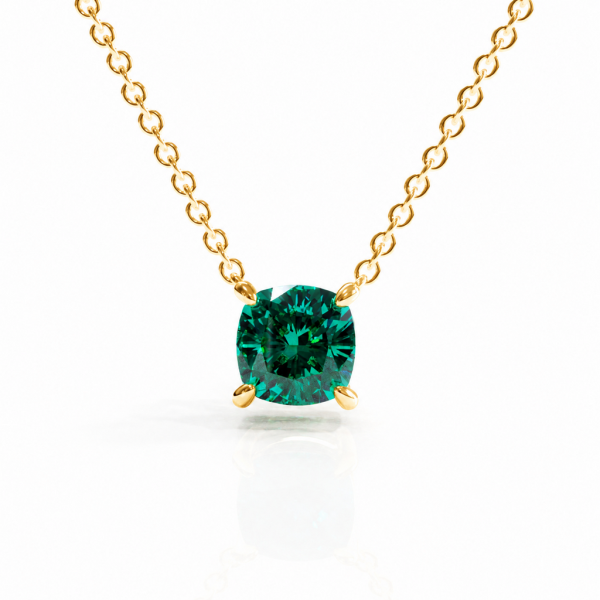 Cushion Cut Lab Grown Emerald Solitaire Pendant