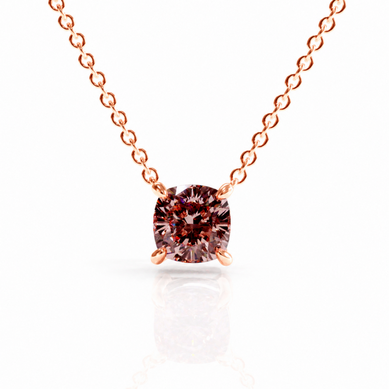 Cushion Cut Lab Grown Morganite Solitaire Pendant - Image 2