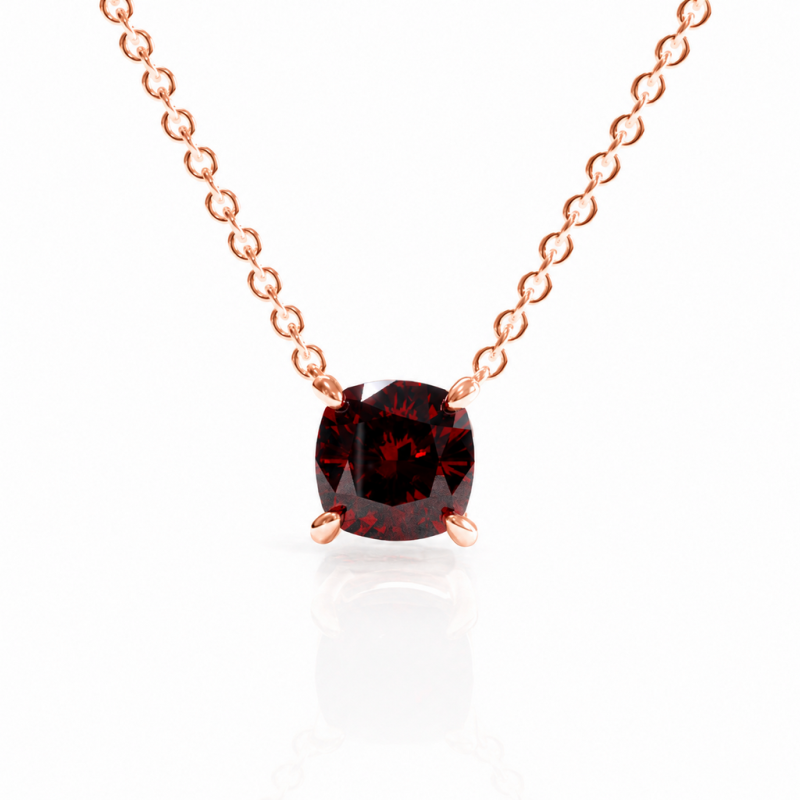 Cushion Cut Lab Grown Ruby Solitaire Pendant - Image 2