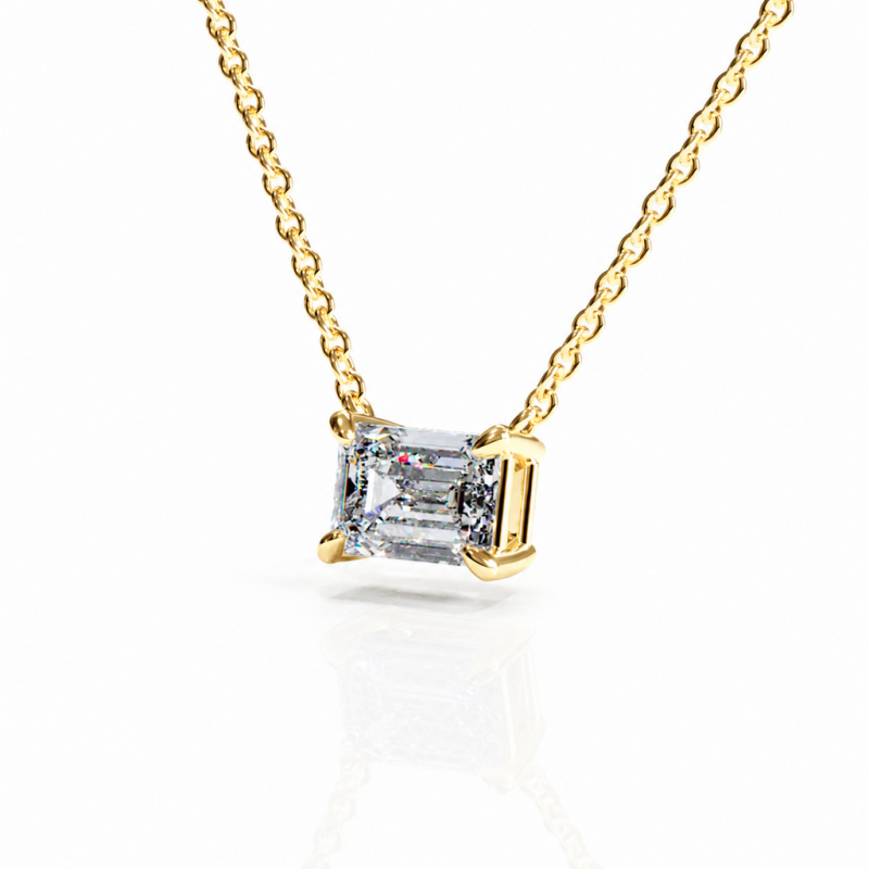 Emerald Cut Moissanite Solitaire Pendant - Image 4
