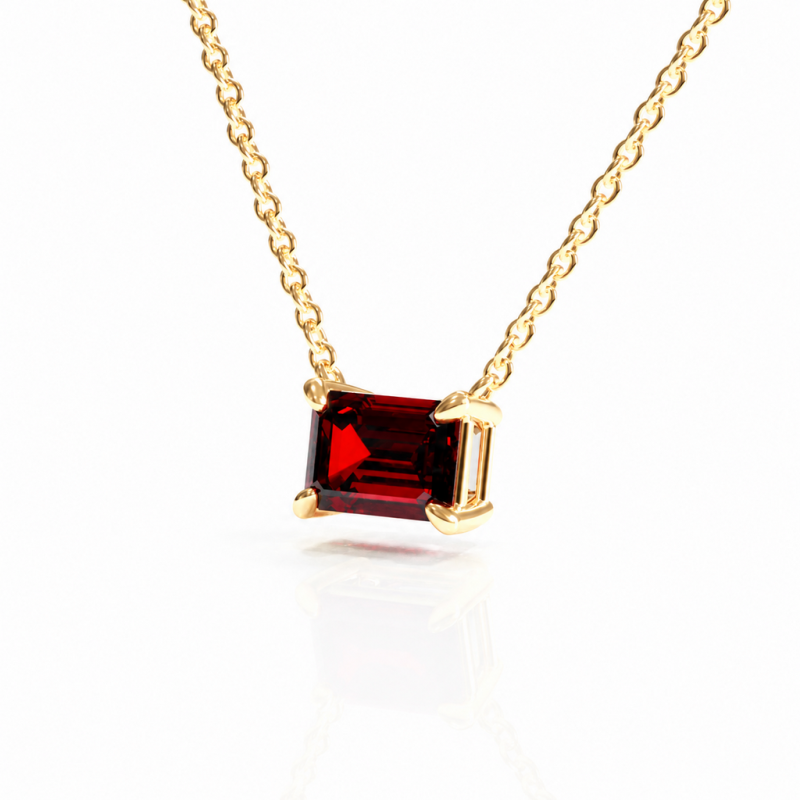 Emerald Cut Lab Grown Ruby Solitaire Pendant - Image 4