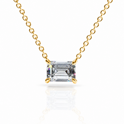 Emerald Cut Moissanite Solitaire Pendant