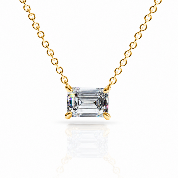Emerald Cut Moissanite Solitaire Pendant