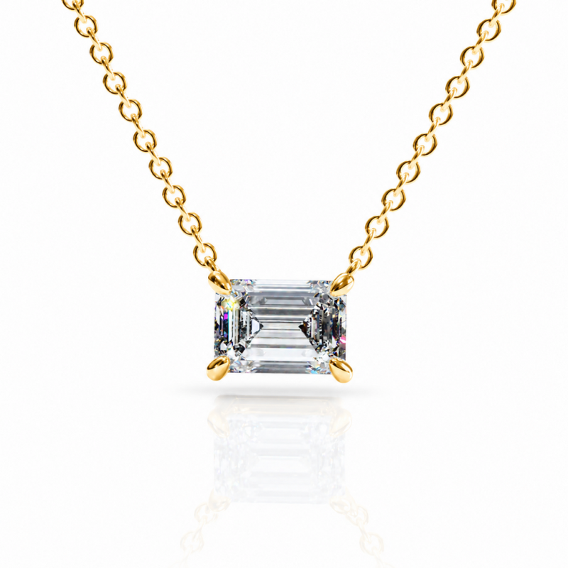 Emerald Cut Moissanite Solitaire Pendant - Image 1