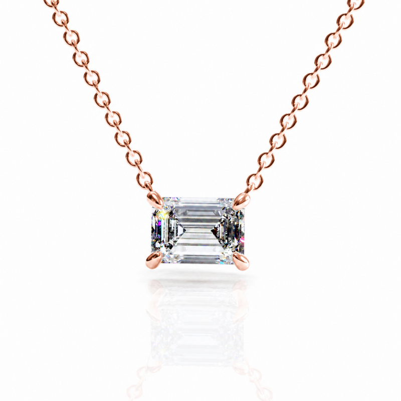 Emerald Cut Moissanite Solitaire Pendant - Image 2