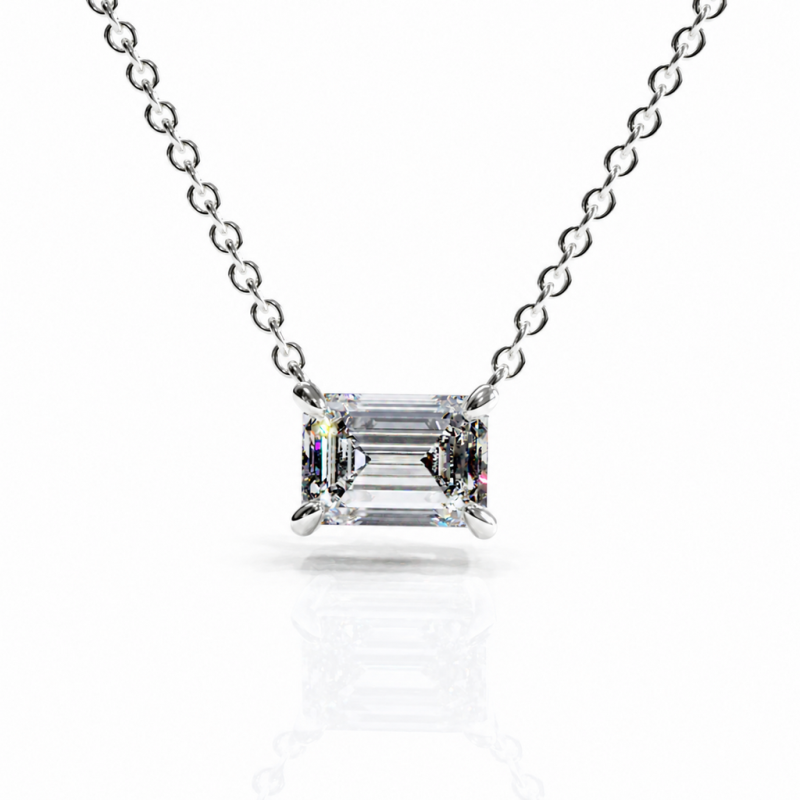 Emerald Cut Moissanite Solitaire Pendant - Image 3