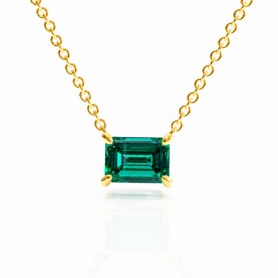 Emerald Cut Lab Grown Emerald Solitaire Pendant