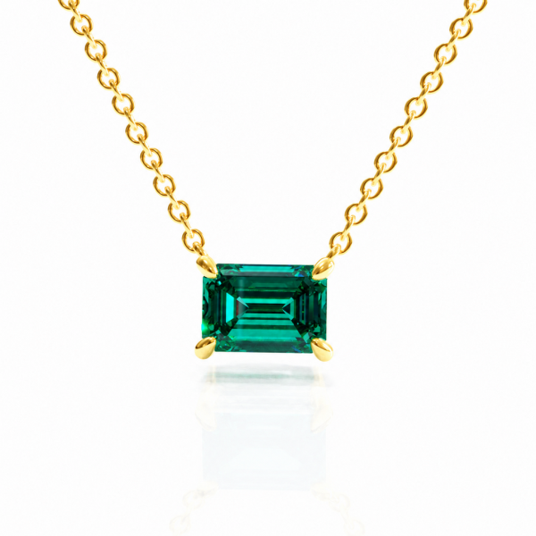 Emerald Cut Lab Grown Emerald Solitaire Pendant