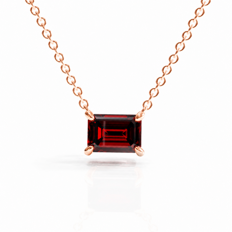 Emerald Cut Lab Grown Ruby Solitaire Pendant - Image 2