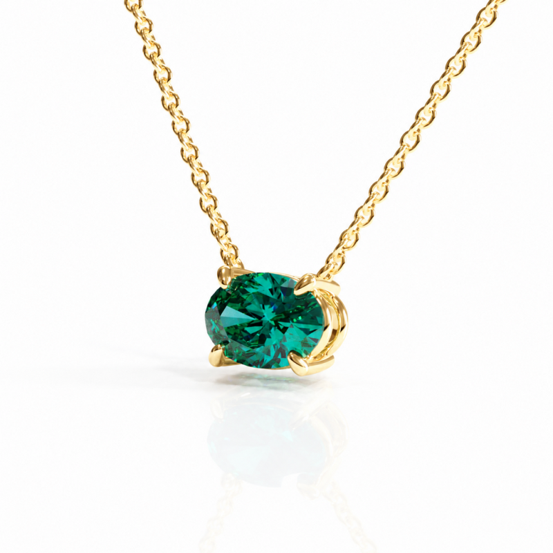 Oval Cut Lab Grown Emerald Solitaire Pendant - Image 4