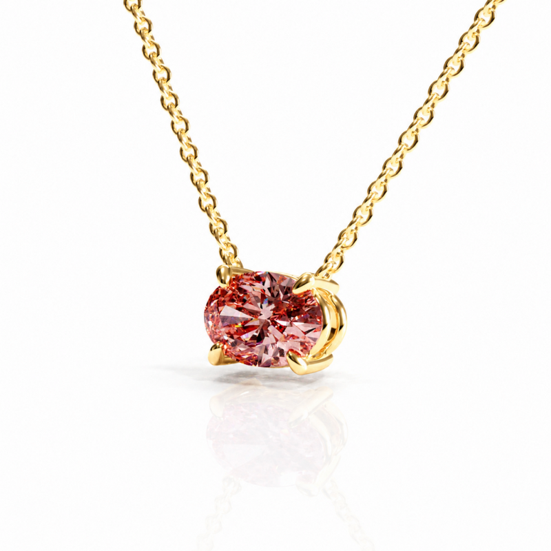 Oval Cut Lab Grown Morganite Solitaire Pendant - Image 4