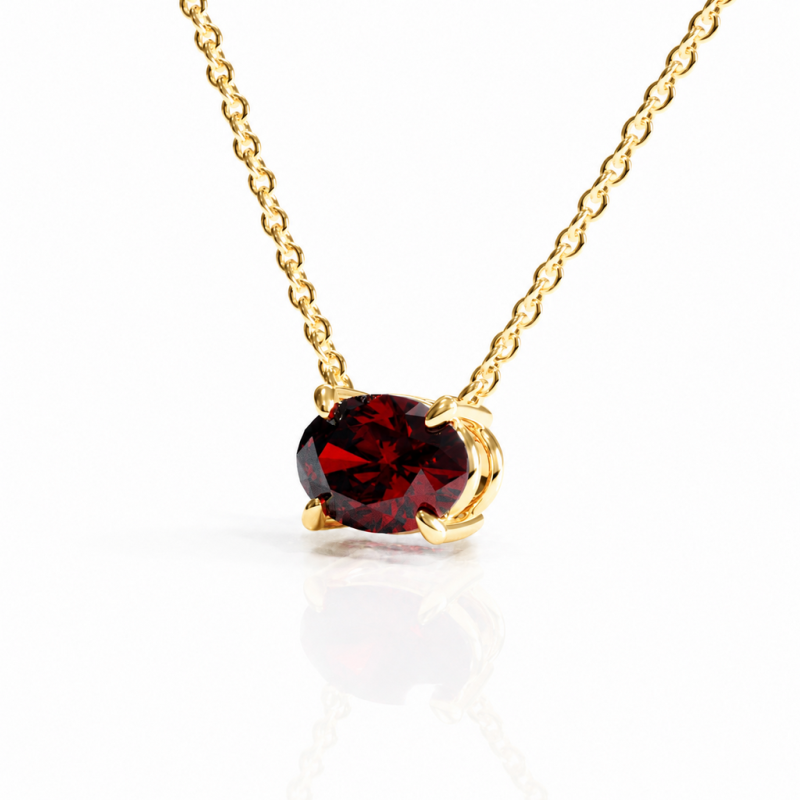 Oval Cut Lab Grown Ruby Solitaire Pendant - Image 4