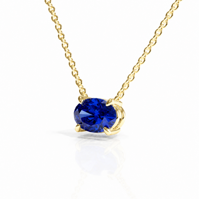 Oval Cut Lab Grown Sapphire Solitaire Pendant - Image 4