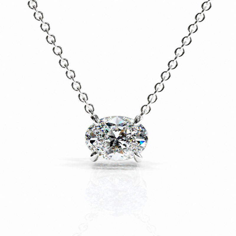 Oval Cut Moissanite Solitaire Pendant - Image 3