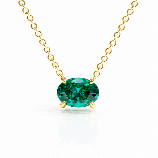 Oval Cut Lab Grown Emerald Solitaire Pendant