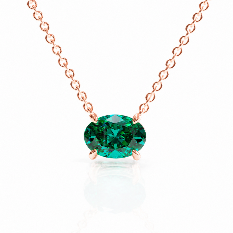 Oval Cut Lab Grown Emerald Solitaire Pendant - Image 2