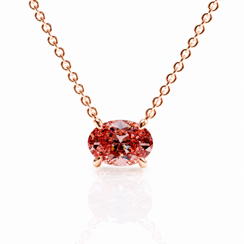 Oval Cut Lab Grown Morganite Solitaire Pendant - Image 2