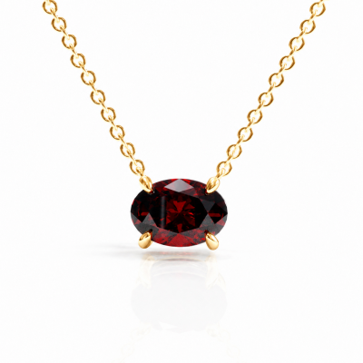 Oval Cut Lab Grown Ruby Solitaire Pendant