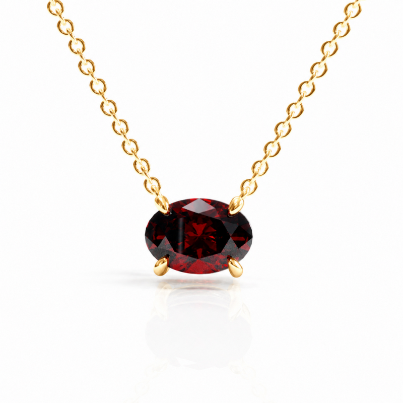Oval Cut Lab Grown Ruby Solitaire Pendant - Image 1