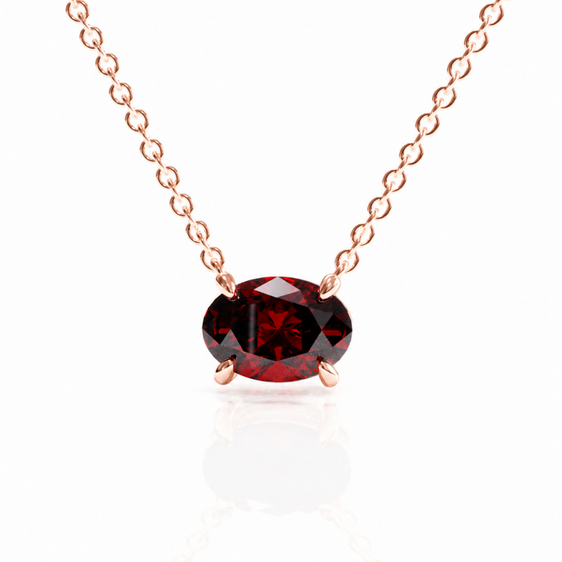 Oval Cut Lab Grown Ruby Solitaire Pendant - Image 2