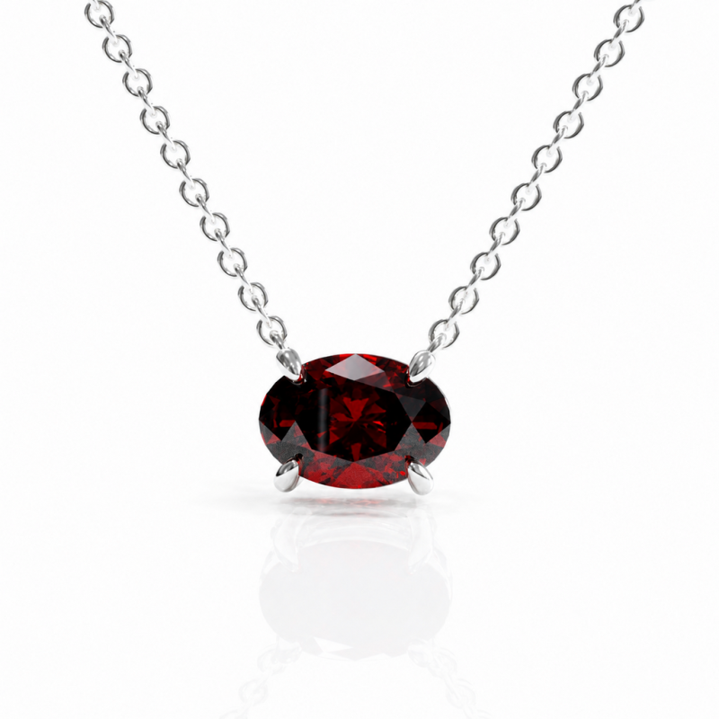 Oval Cut Lab Grown Ruby Solitaire Pendant - Image 3