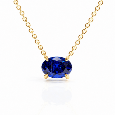 Oval Cut Lab Grown Sapphire Solitaire Pendant