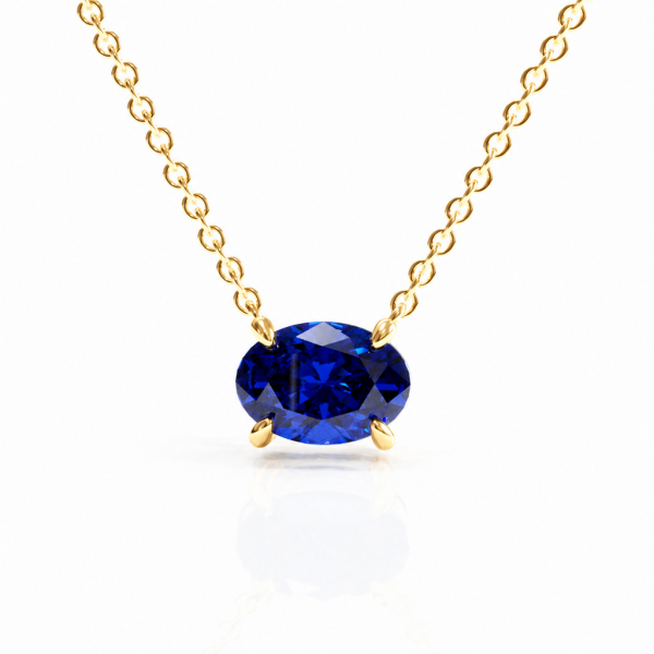 Oval Cut Lab Grown Sapphire Solitaire Pendant