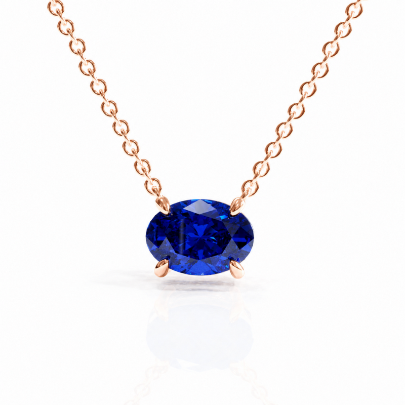 Oval Cut Lab Grown Sapphire Solitaire Pendant - Image 2