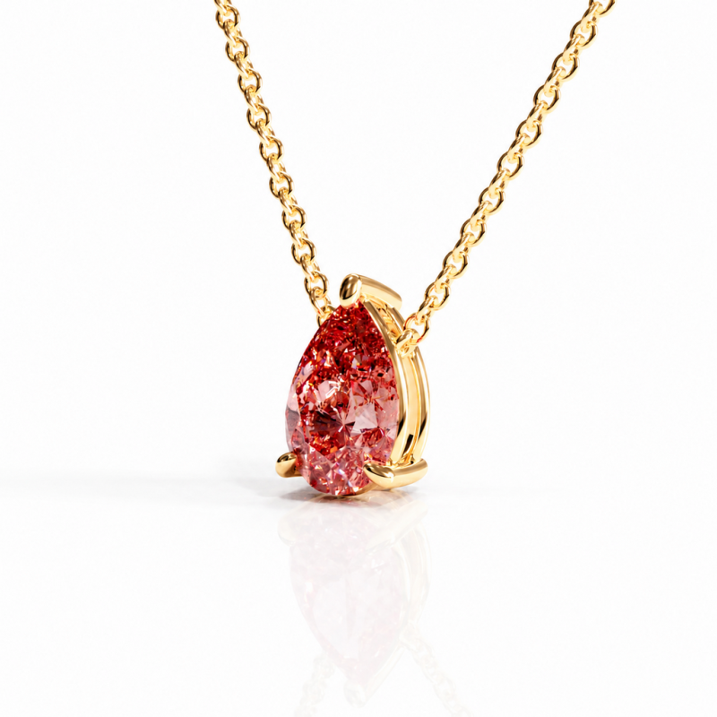Pear Cut Lab Grown Morganite Solitaire Pendant - Image 4