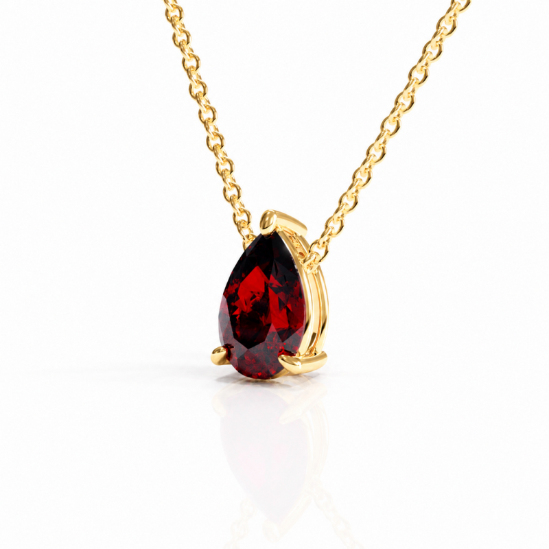 Pear Cut Lab Grown Ruby Solitaire Pendant - Image 4