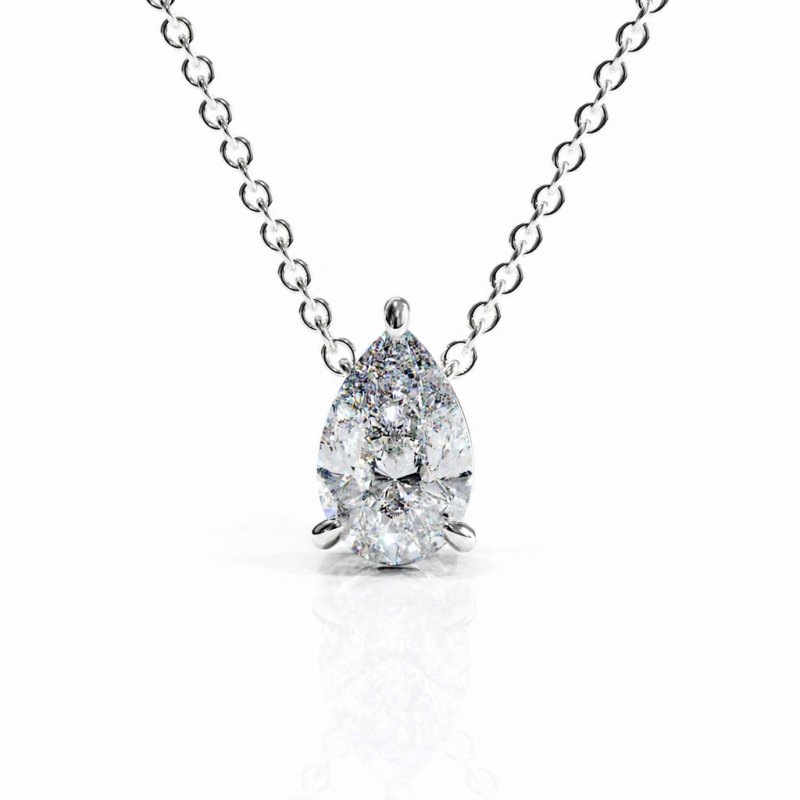 Pear Cut Moissanite Solitaire Pendant - Image 3