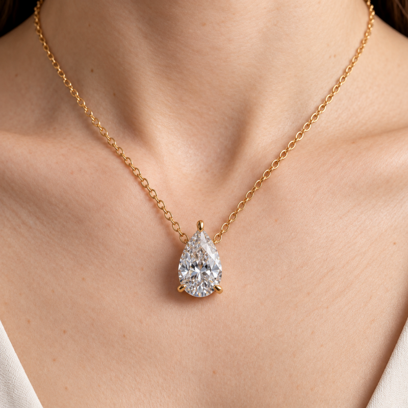 Pear Cut Moissanite Solitaire Pendant - Image 5
