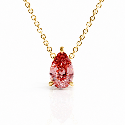 Pear Cut Lab Grown Morganite Solitaire Pendant