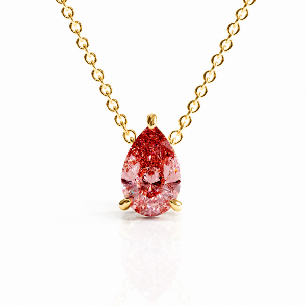Pear Cut Lab Grown Morganite Solitaire Pendant