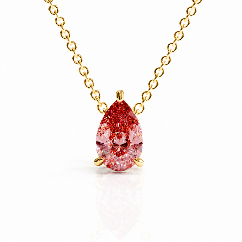 Pear Cut Lab Grown Morganite Solitaire Pendant - Image 1