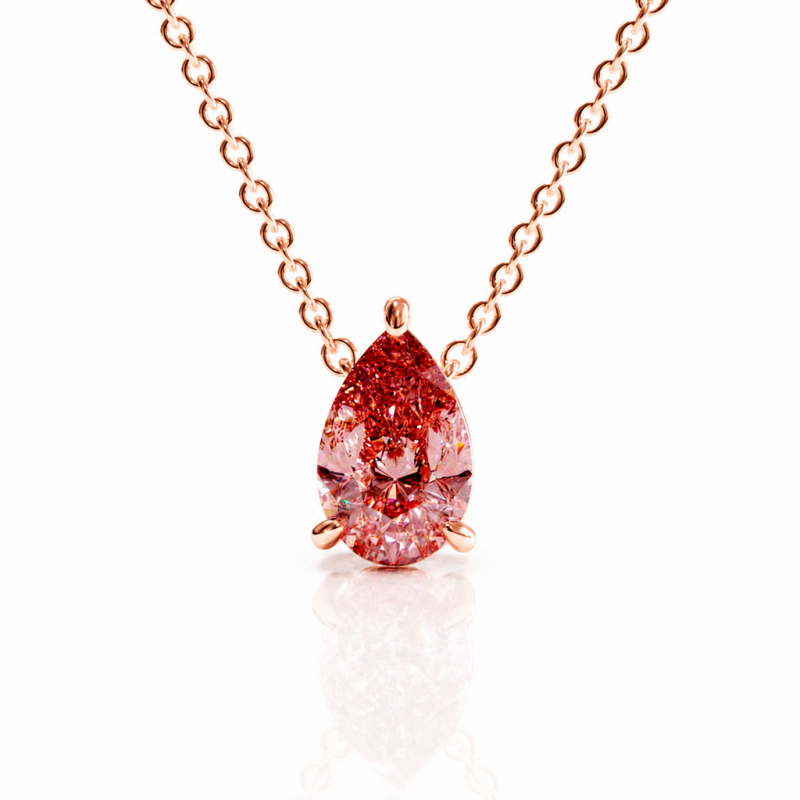Pear Cut Lab Grown Morganite Solitaire Pendant - Image 2