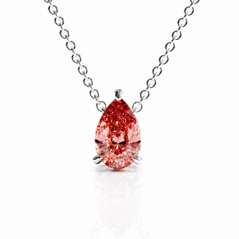 Pear Cut Lab Grown Morganite Solitaire Pendant - Image 3
