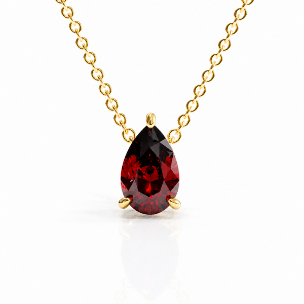 Pear Cut Lab Grown Ruby Solitaire Pendant