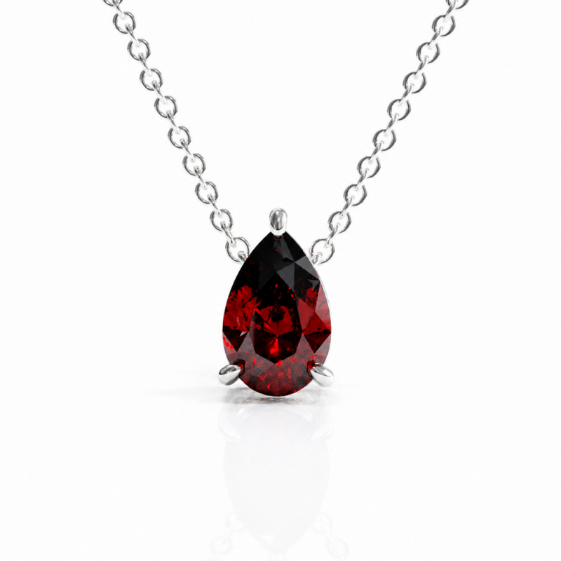 Pear Cut Lab Grown Ruby Solitaire Pendant - Image 3