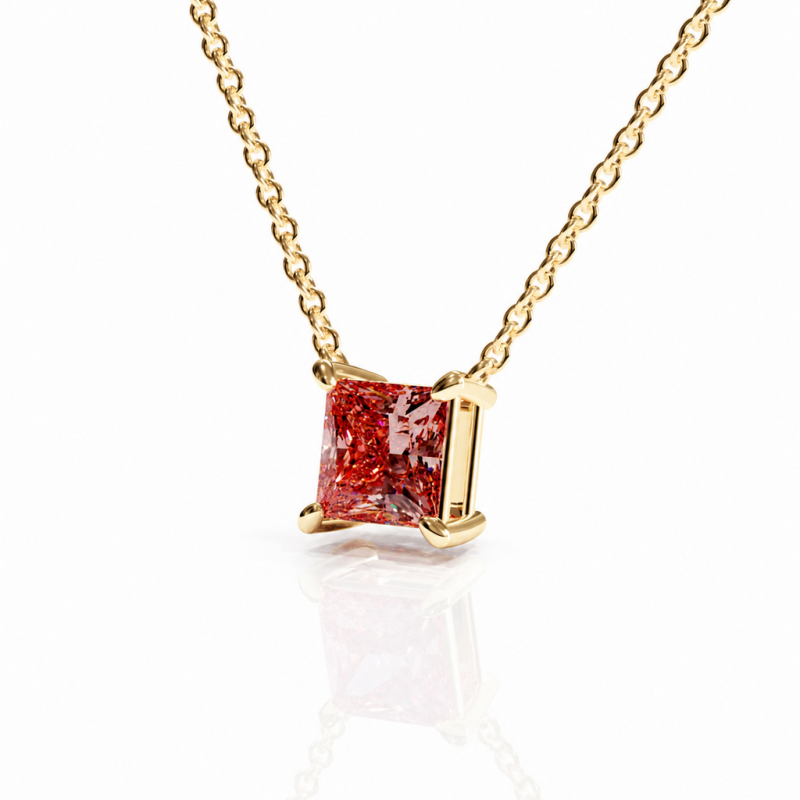 Princess Cut Lab Grown Morganite Solitaire Pendant - Image 4